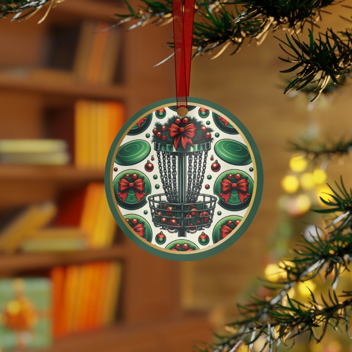 Disc Golf Christmas Metal Circle Ornament Holiday Gift