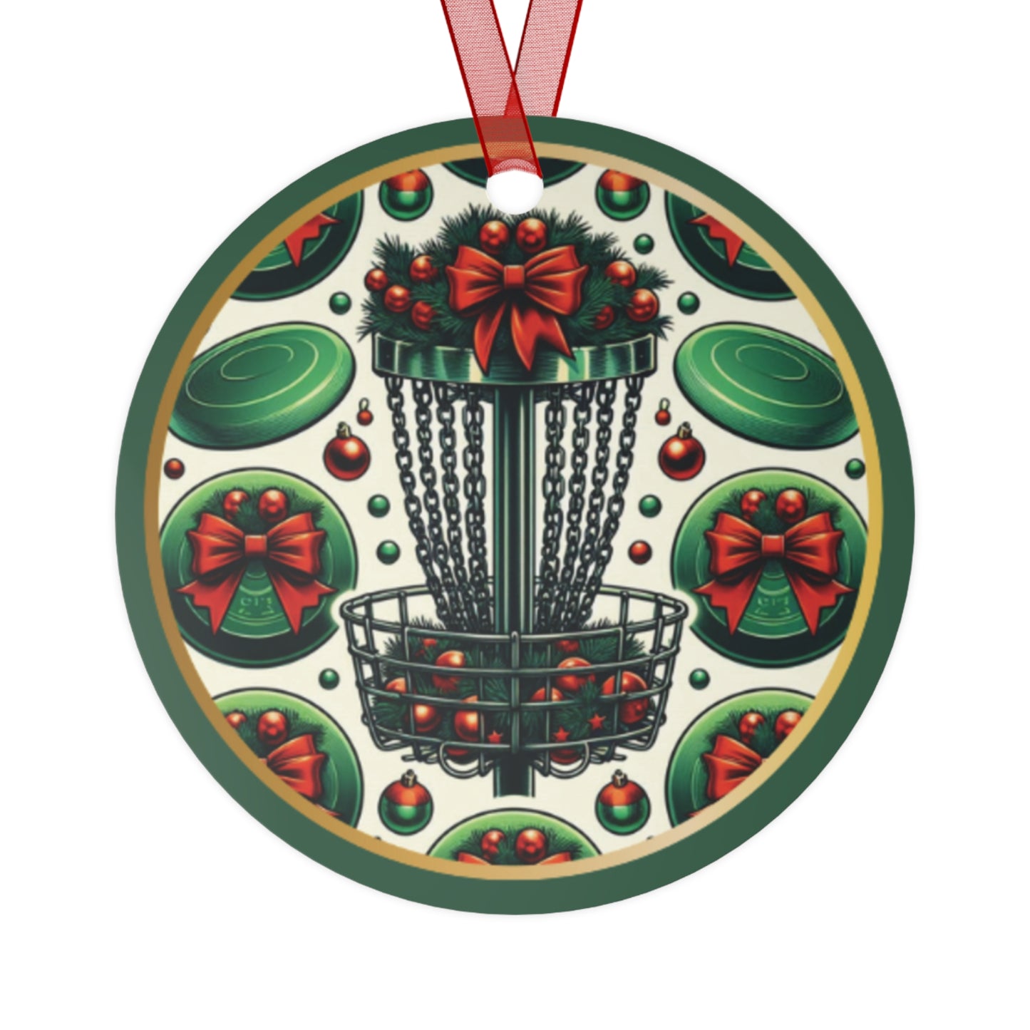 Disc Golf Christmas Metal Circle Ornament Holiday Gift