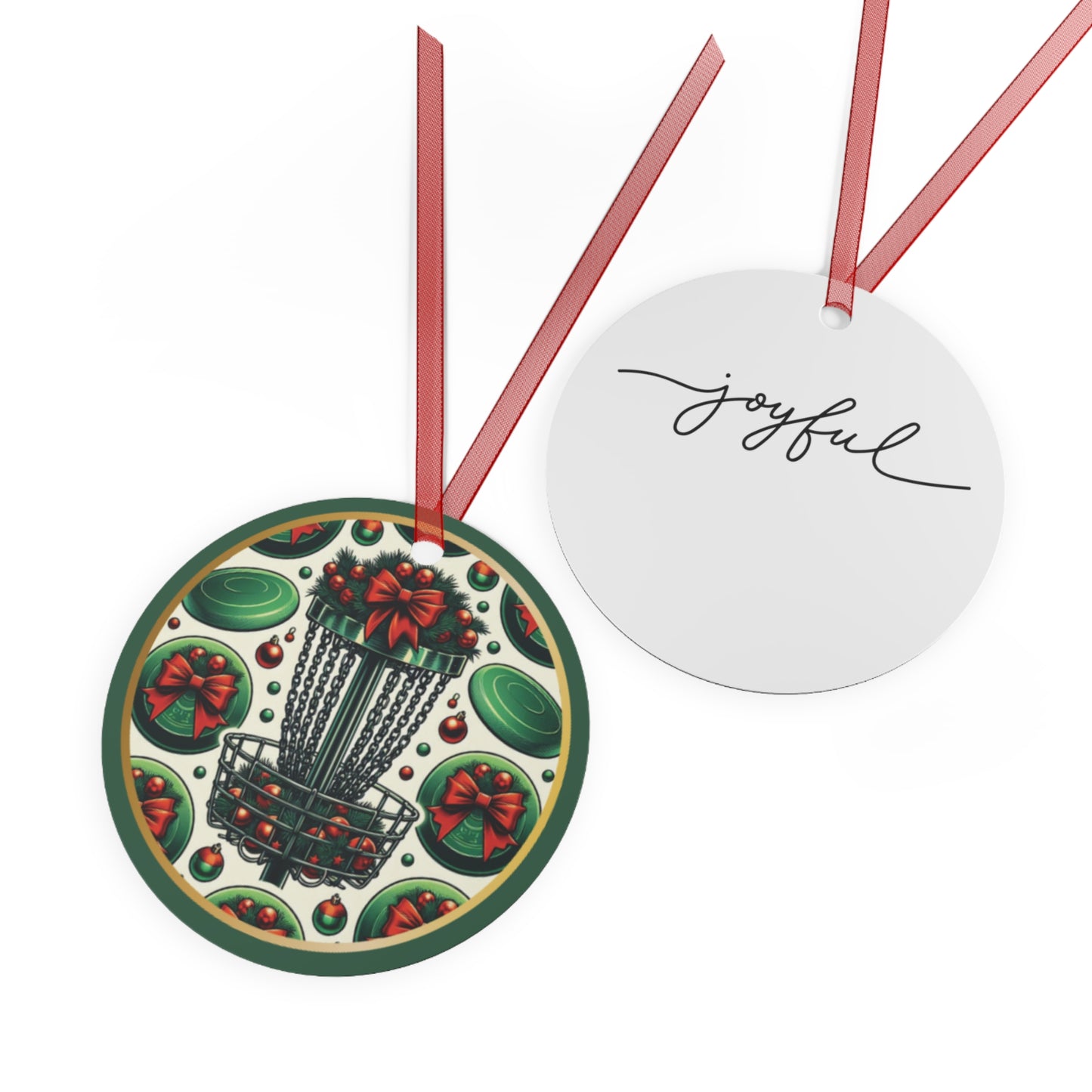 Disc Golf Christmas Metal Circle Ornament Holiday Gift