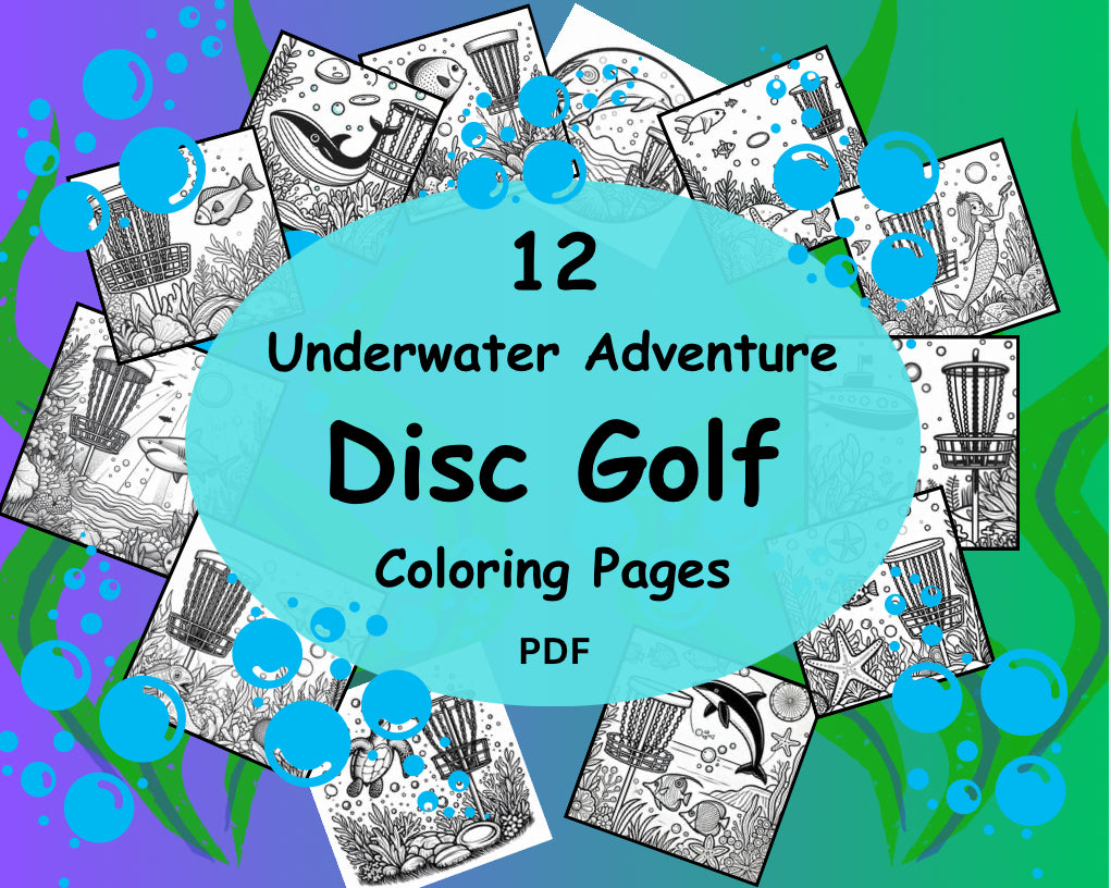 12 Underwater Adventure DISC GOLF Coloring Pages for Kids and Adults PDF Printable
