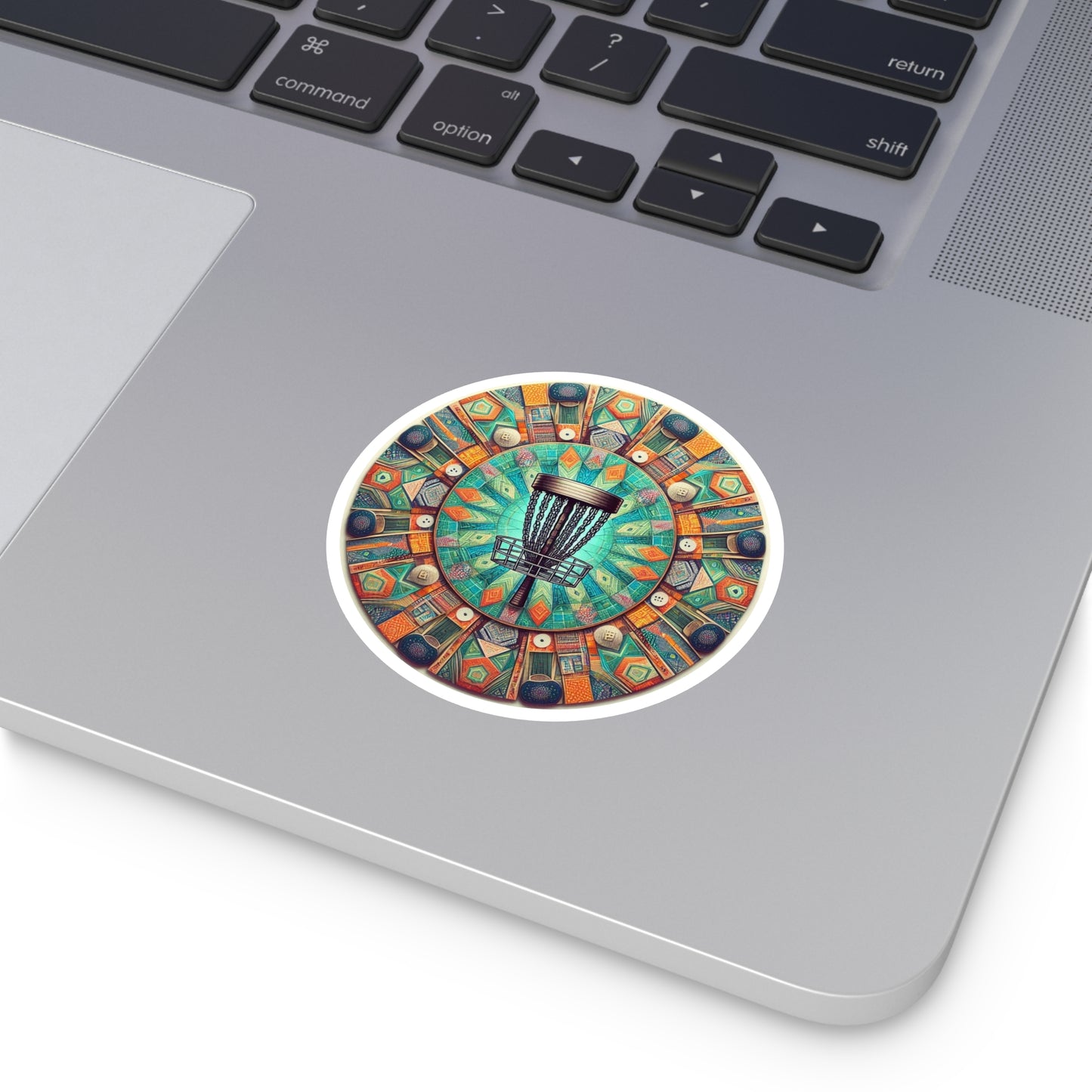 Colorful Disc Golf Mandala Round Sticker - Indoor\Outdoor