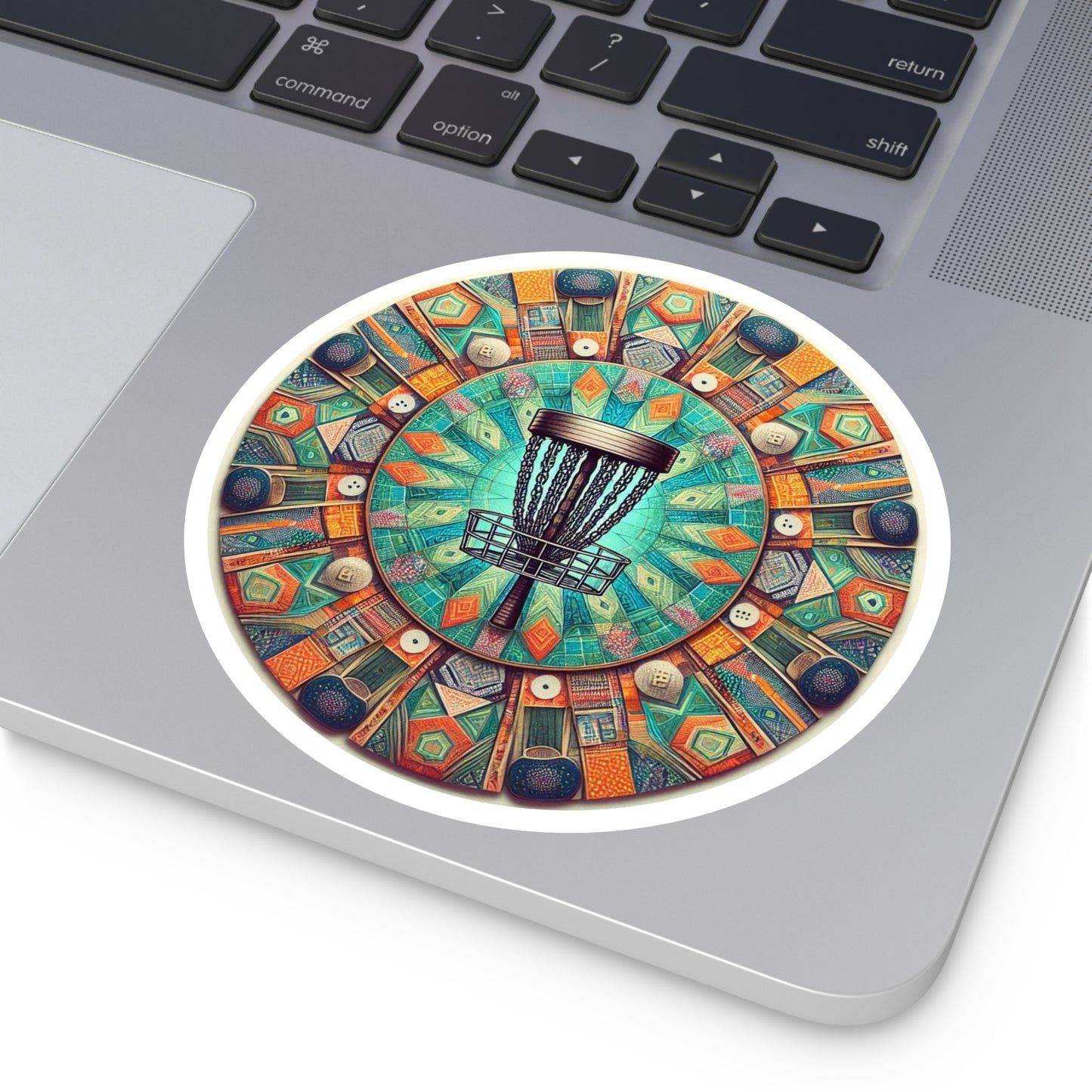Colorful Disc Golf Mandala Round Sticker - Indoor\Outdoor