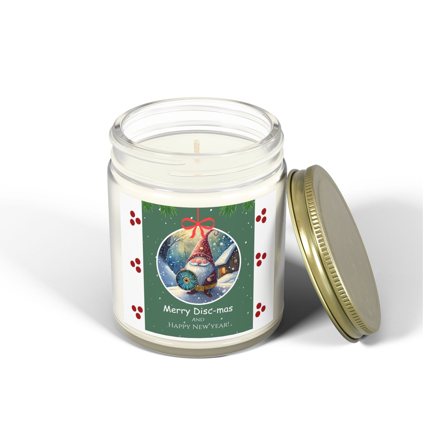 Merry Disc-mas Christmas Scented Candles - Coconut Apricot Wax (4oz, 9oz) - Happy New Year - Disc Golf Holiday Gift