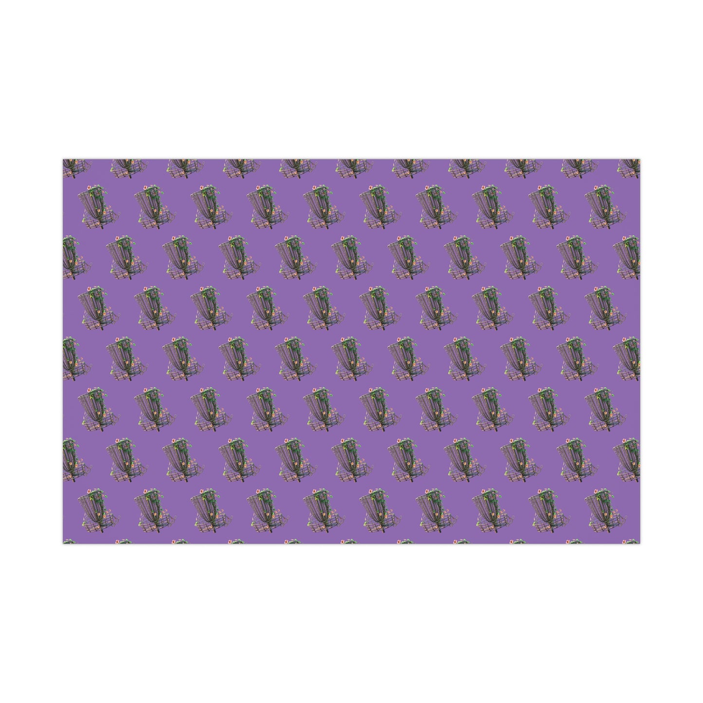 Floral Disc Golf Gift Wrapping Paper Purple Botanical Disc Golf Basket Gift Wrap