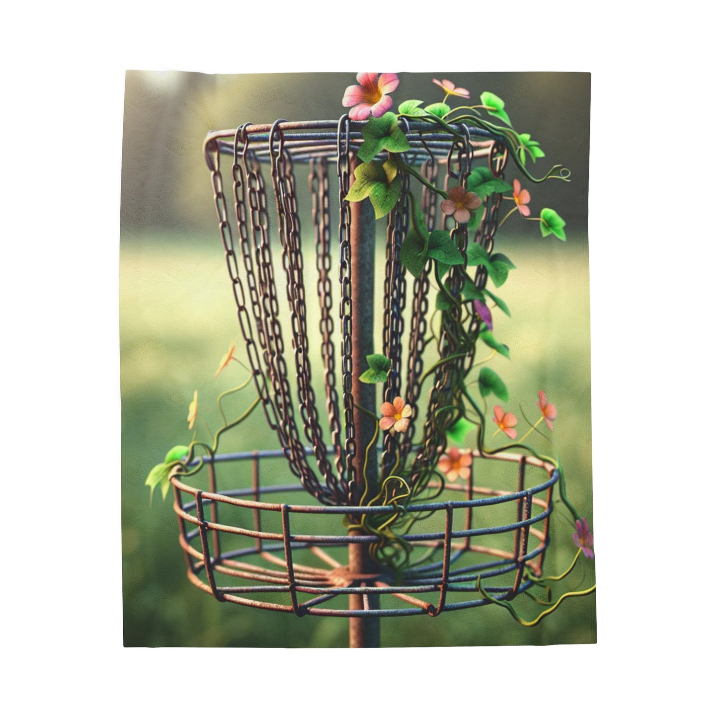Floral Disc Golf Basket Velveteen Plush Blanket Lap Throw Cottagecore Home