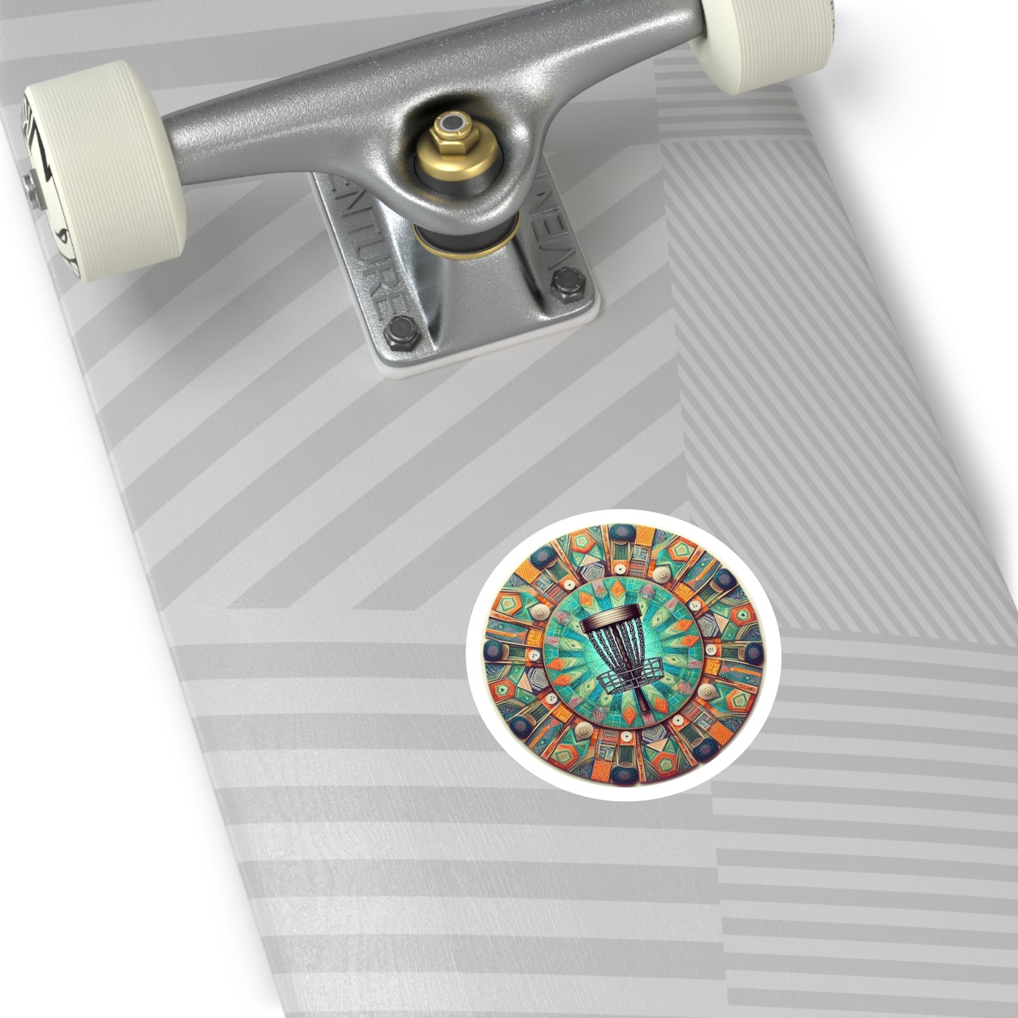 Colorful Disc Golf Mandala Round Sticker - Indoor\Outdoor