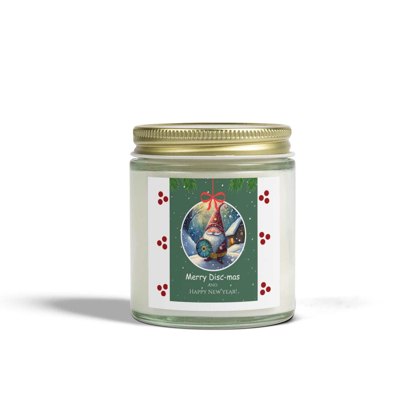 Merry Disc-mas Christmas Scented Candles - Coconut Apricot Wax (4oz, 9oz) - Happy New Year - Disc Golf Holiday Gift