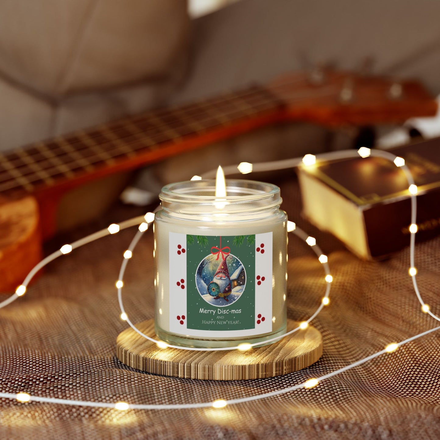 Merry Disc-mas Christmas Scented Candles - Coconut Apricot Wax (4oz, 9oz) - Happy New Year - Disc Golf Holiday Gift