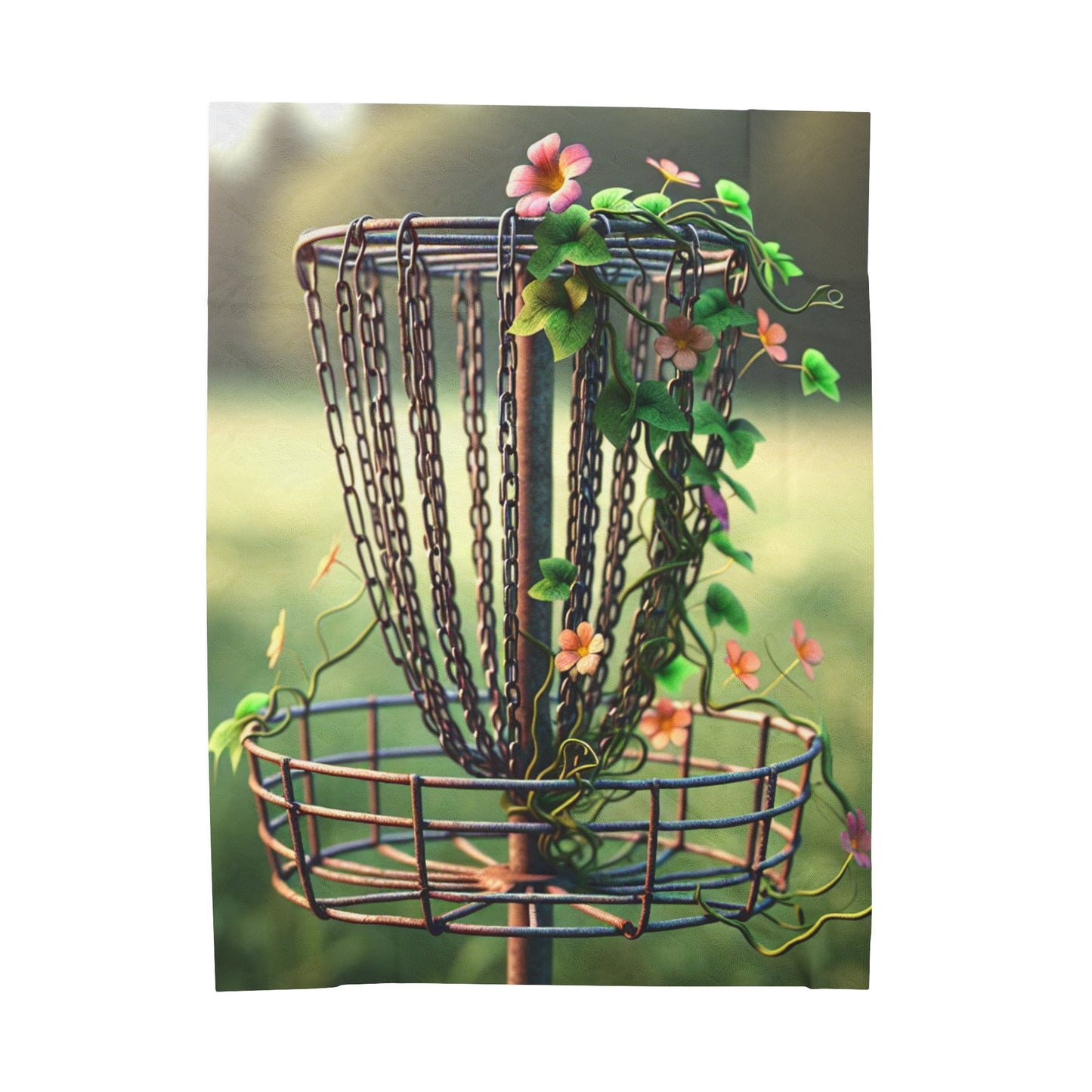 Floral Disc Golf Basket Velveteen Plush Blanket Lap Throw Cottagecore Home
