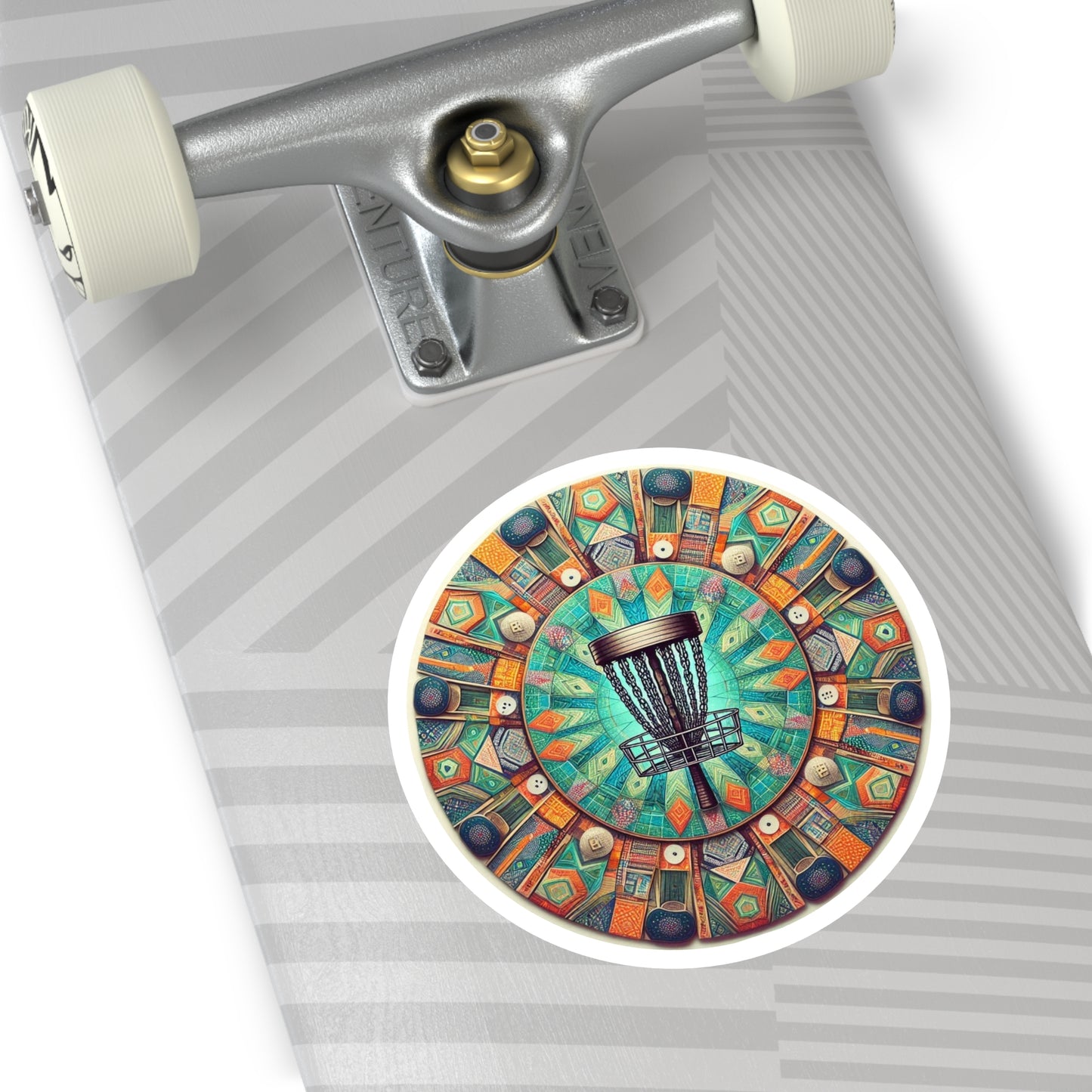 Colorful Disc Golf Mandala Round Sticker - Indoor\Outdoor